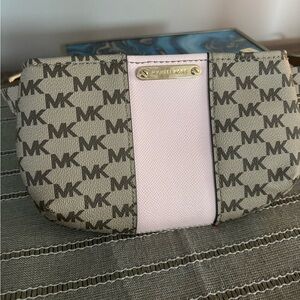 Michael Kors Pink and Gray Belt Bag with Signature MK Design
